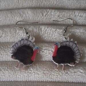 Hand Crafted Turkey Earrings with Red and Black Hues